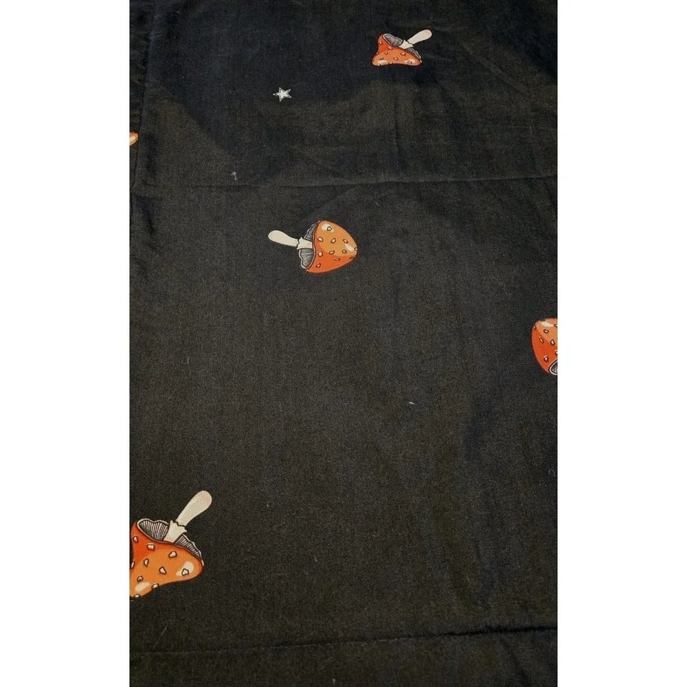 Mushroom Star Pillowcase Black Polyester Cottagecore Fairycore Bedding Cute